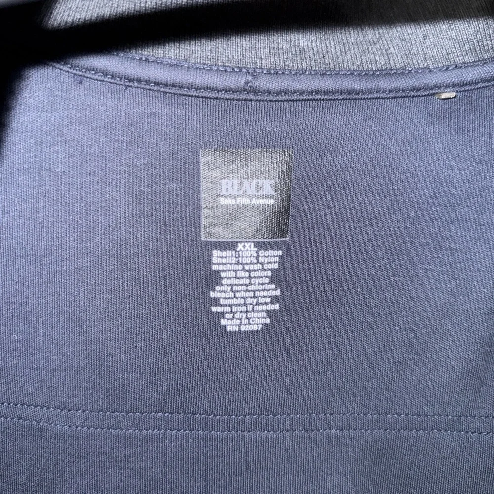 Saks on Fifth Black label Black Zip Up‎ Jacket 100% cotton int 100% nylon ext - Picture 3 of 5